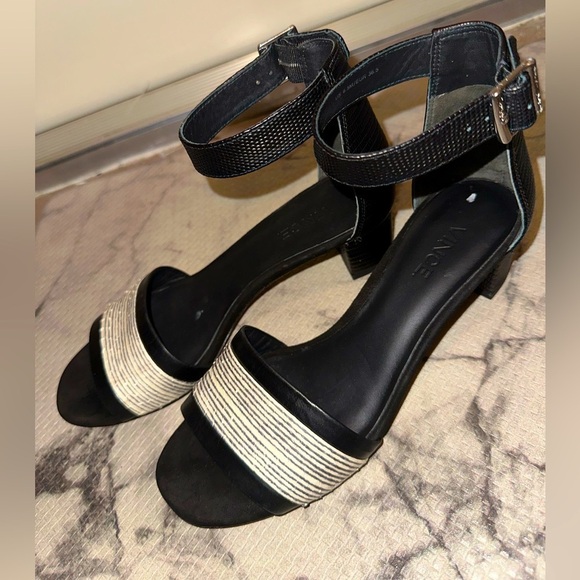 VINCE vero cuoio women’s snake print striped black low block heels 6.5 - Picture 1 of 13